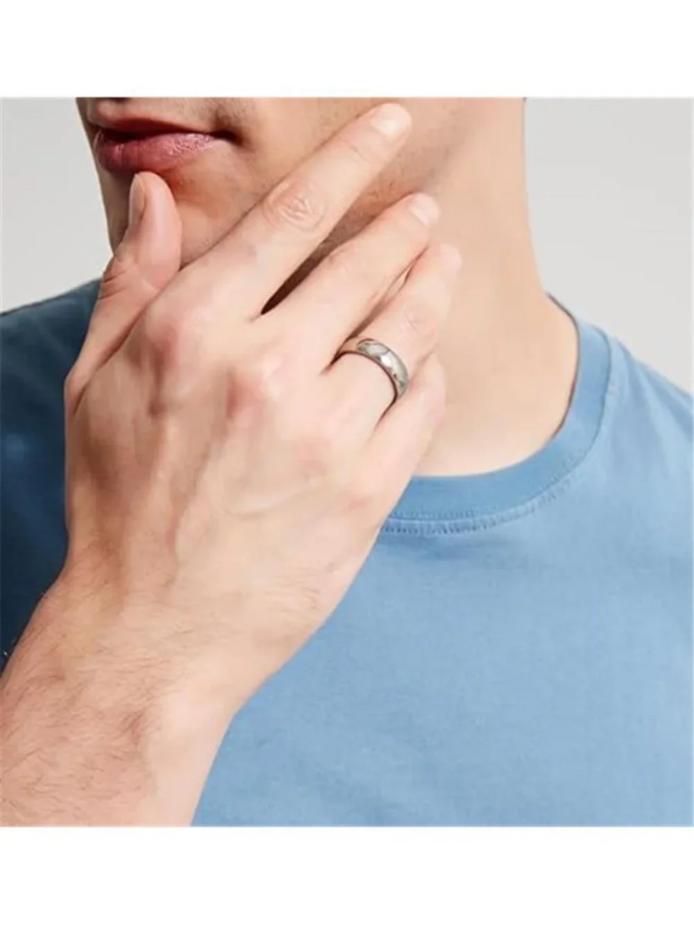 Men's Titanium Ring Plain Dome High Polished Wedding Band Comfort Fit